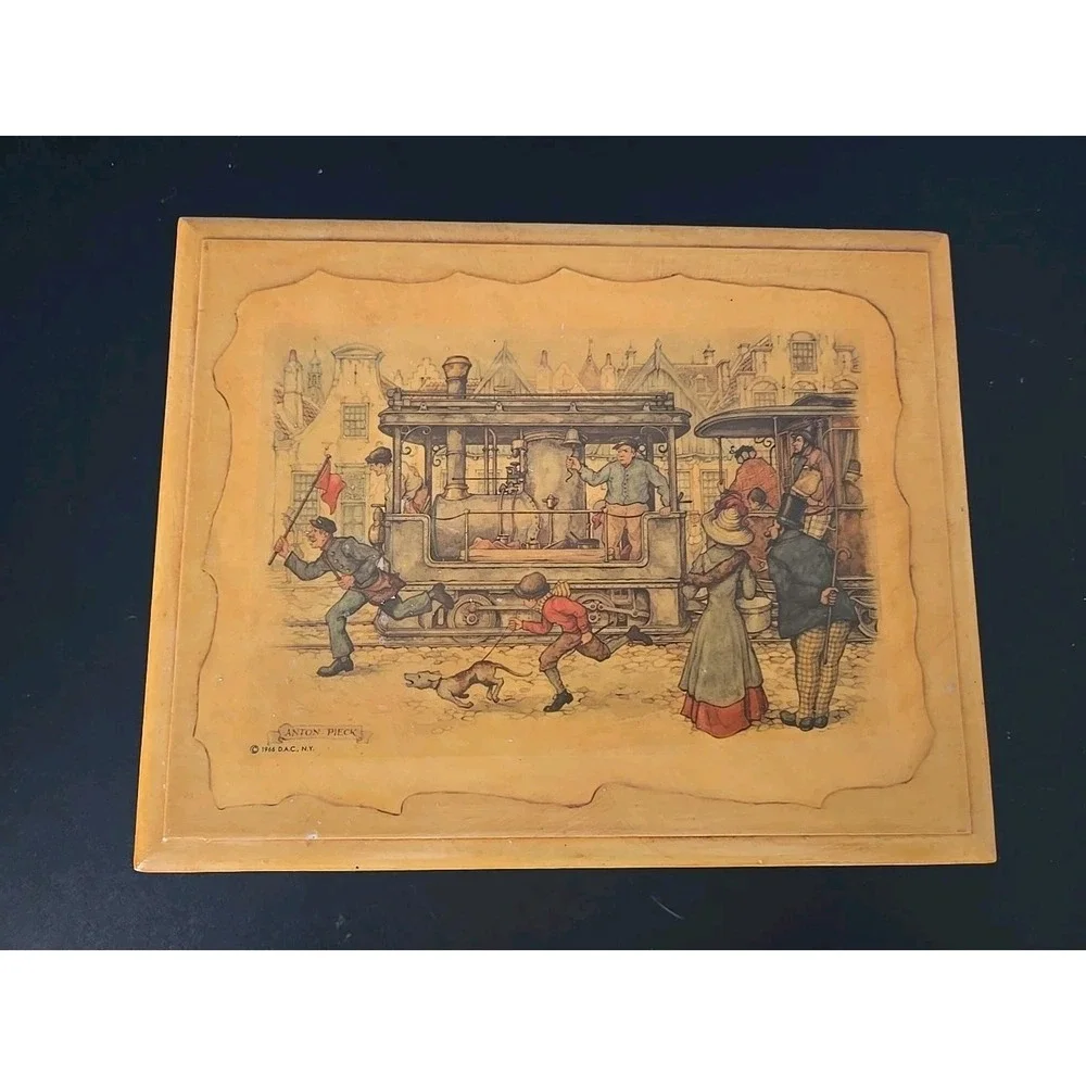 Vintage Wooden Storage Trinket Art Box‎ by Anton Pieck Victorian Scene 9